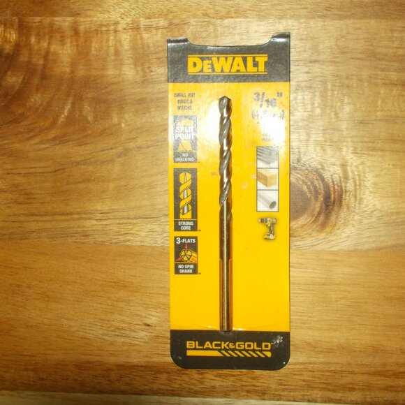 DeWalt Black & Gold 3/16" High Carbon Steel Drill Bit Split Point NEW OTHER - Picture 1 of 6